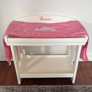 American Girl Bitty Baby Doll White Changing Table with Pink Pad Cover Retired